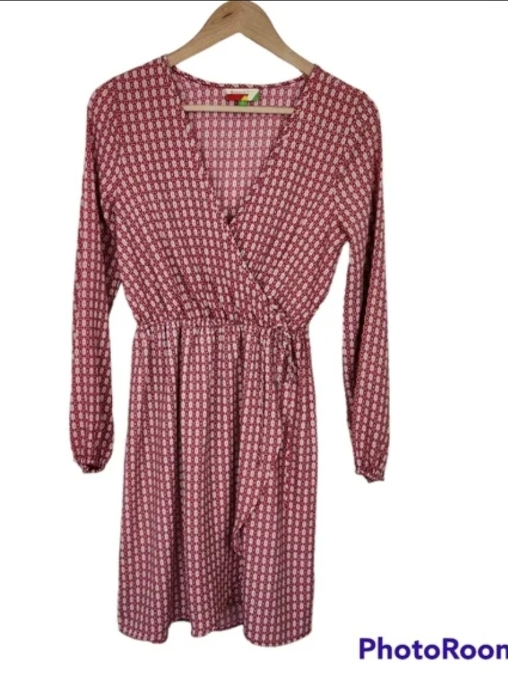 Womens Pink Printed Wrap Dress